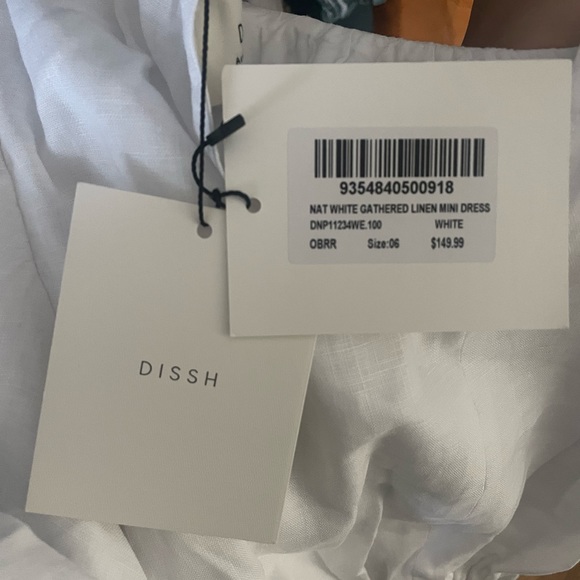 DISSH NAT WHITE GATHERED LINEN MINI DRESS - Picture 6 of 6